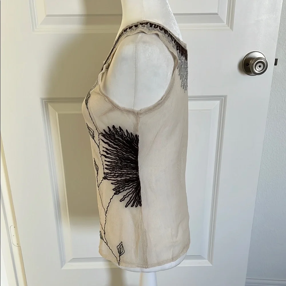 EUC Project Alabama Cream Sheer Embroidered Tank Top - Small - Picture 6 of 9